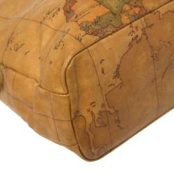 Pre Owned Alviero Martini 1A Classe Tan Geo Print Coated Canvas and Leather Tote