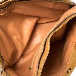 Pre Owned Alviero Martini 1A Classe Tan Geo Print Coated Canvas and Leather Tote