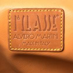 Pre Owned Alviero Martini 1A Classe Tan Geo Print Coated Canvas and Leather Tote