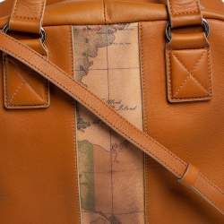 Pre Owned Alviero Martini 1A Classe Tan Leather and Coated Canvas Boston Bag