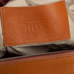 Pre Owned Alviero Martini 1A Classe Tan Leather and Coated Canvas Boston Bag