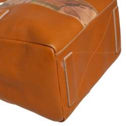 Pre Owned Alviero Martini 1A Classe Tan Leather and Coated Canvas Boston Bag