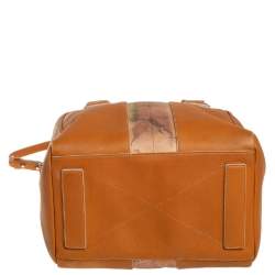 Pre Owned Alviero Martini 1A Classe Tan Leather and Coated Canvas Boston Bag