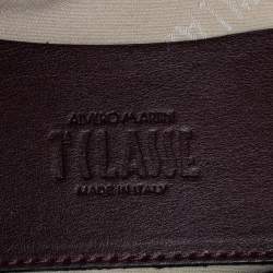 Pre Owned Alviero Martini 1A Classe Burgundy Leather and Coated Canvas Crossbody Bag