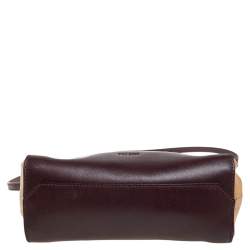 Pre Owned Alviero Martini 1A Classe Burgundy Leather and Coated Canvas Crossbody Bag