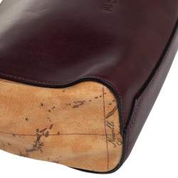Pre Owned Alviero Martini 1A Classe Burgundy Leather and Coated Canvas Crossbody Bag