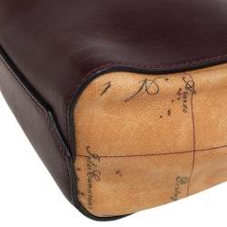 Pre Owned Alviero Martini 1A Classe Burgundy Leather and Coated Canvas Crossbody Bag