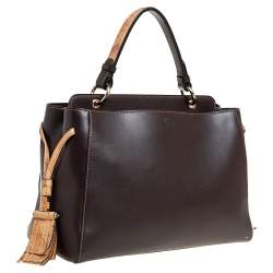 Alviero Martini 1A Classe Dark Brown Leather Tassel String Top Handle Bag
