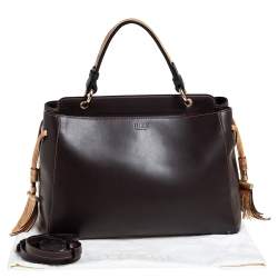 Alviero Martini 1A Classe Dark Brown Leather Tassel String Top Handle Bag