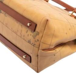Alviero Martini 1A Classe Tan Geo Print Coated Canvas and Leather Satchel