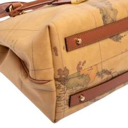 Alviero Martini 1A Classe Tan Geo Print Coated Canvas and Leather Satchel