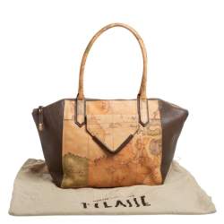 Pre Owned حقيية ساتشل ألفيرو مارتيني 1A كلاس كانفاس طباعة جيو وجلد بني فاتح/بني