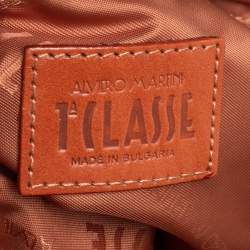 Pre Owned حقيية ساتشل ألفيرو مارتيني 1A كلاس كانفاس طباعة جيو وجلد بني فاتح/بني