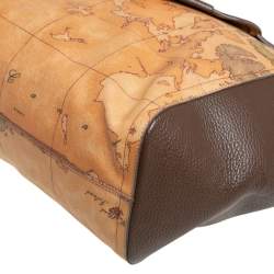 Pre Owned حقيية ساتشل ألفيرو مارتيني 1A كلاس كانفاس طباعة جيو وجلد بني فاتح/بني