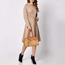 Alviero Martini 1A Classe Tan Geo Print  Coated Canvas and Leather Satchel