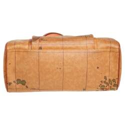 Alviero Martini 1A Classe Tan Geo Print  Coated Canvas and Leather Satchel
