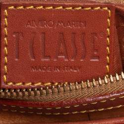 Alviero Martini 1A Classe Tan Geo Print  Coated Canvas and Leather Satchel