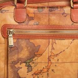 Alviero Martini 1A Classe Tan Geo Print  Coated Canvas and Leather Satchel
