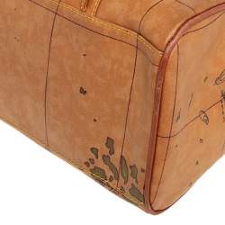 Alviero Martini 1A Classe Tan Geo Print  Coated Canvas and Leather Satchel