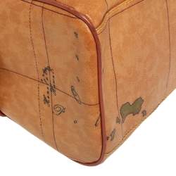 Alviero Martini 1A Classe Tan Geo Print  Coated Canvas and Leather Satchel