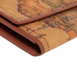 Pre Owned Alviero Martini 1A Classe Tan Geo Print Coated Canvas and Leather Continental Wallet