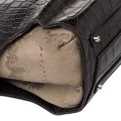 Pre Owned Alviero Martini Coated Canvas And Embossed Croc Leather Tote