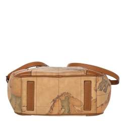 Pre Owned Alviero Martini 1A Classe Tan Geo Classic Print Coated Canvas Satchel