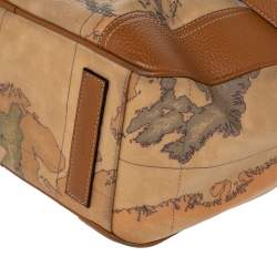 Pre Owned Alviero Martini 1A Classe Tan Geo Classic Print Coated Canvas Satchel