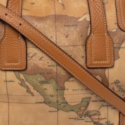 Pre Owned Alviero Martini 1A Classe Tan Geo Classic Print Coated Canvas Satchel