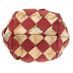 Alviero Martini 1A Classe Beige/Red Geo Print woven Coated Canvas and Suede Tote