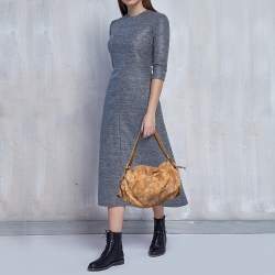 Pre Owned Alviero Martini 1A Classe Geo Print Beige-Brown Nylon And Leather Satchel