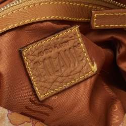 Pre Owned Alviero Martini 1A Classe Geo Print Beige-Brown Nylon And Leather Satchel