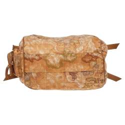 Pre Owned Alviero Martini 1A Classe Geo Print Beige-Brown Nylon And Leather Satchel