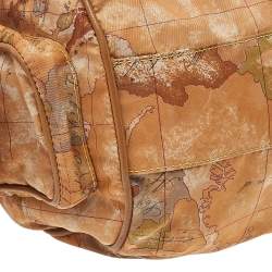 Pre Owned Alviero Martini 1A Classe Geo Print Beige-Brown Nylon And Leather Satchel
