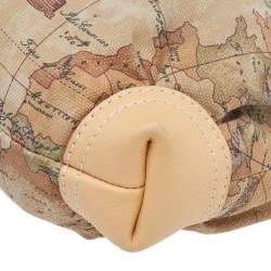 Pre Owned Alviero Martini 1A Classe Geo Print Beige/Brown Canvas And Leather Shoulder Bag