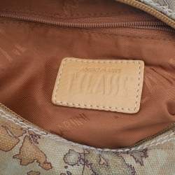 Pre Owned Alviero Martini 1A Classe Geo Print Beige/Brown Canvas And Leather Shoulder Bag