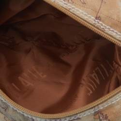 Pre Owned Alviero Martini 1A Classe Geo Print Beige/Brown Canvas And Leather Shoulder Bag