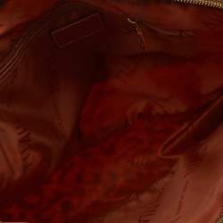 Pre Owned Alviero Martini 1A Classe Geo Print Beige/Brown Leather And Vinyl Dome Satchel