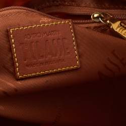 Pre Owned Alviero Martini 1A Classe Geo Print Beige/Brown Leather And Vinyl Dome Satchel
