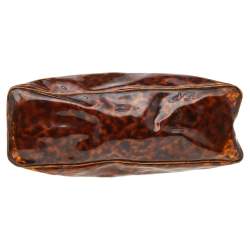 Pre Owned Alviero Martini 1A Classe Geo Print Beige/Brown Leather And Vinyl Dome Satchel