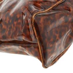 Pre Owned Alviero Martini 1A Classe Geo Print Beige/Brown Leather And Vinyl Dome Satchel