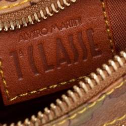 Pre Owned Alviero Martini 1A Classe Tan Geo Classic Print Coated Canvas Wristlet Pouch