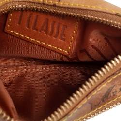 Pre Owned Alviero Martini 1A Classe Tan Geo Classic Print Coated Canvas Wristlet Pouch
