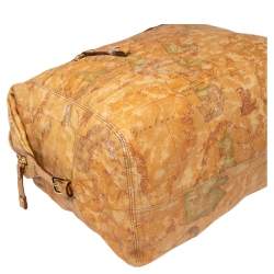 Alviero Martini 1A Classe Tan Geo Print Coated Canvas Front Pocket Satchel