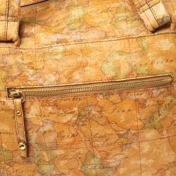Alviero Martini 1A Classe Tan Geo Print Coated Canvas Front Pocket Satchel