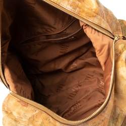 Alviero Martini 1A Classe Tan Geo Print Coated Canvas Front Pocket Satchel