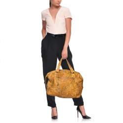 Alviero Martini 1A Classe Tan Geo Print Coated Canvas Front Pocket Satchel