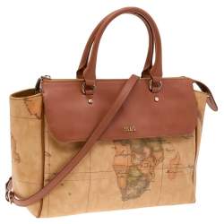 Pre Owned حقيبة ساتشل ألفيرو مارتيني 1 A كلاس جلد ومشمع بلاستيك بني فاتح