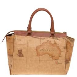 Pre Owned حقيبة ساتشل ألفيرو مارتيني 1 A كلاس جلد ومشمع بلاستيك بني فاتح