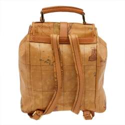 Alviero Martini 1A Classe Tan Geo Print Coated Canvas and Leather Backpack